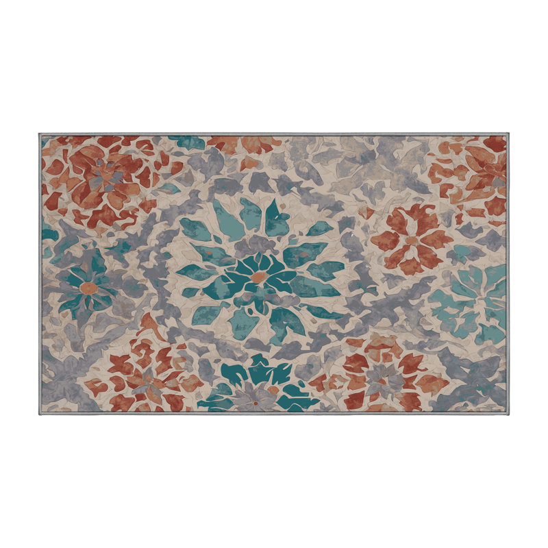 Machine Washable Gray Area Rug, Rectangle 6' x  9'
