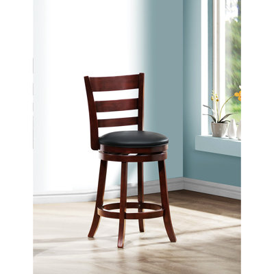 360-Degree Swivel Counter Height Chair Comfortable Footrest Solid Wood Dining Furniture 1Pc