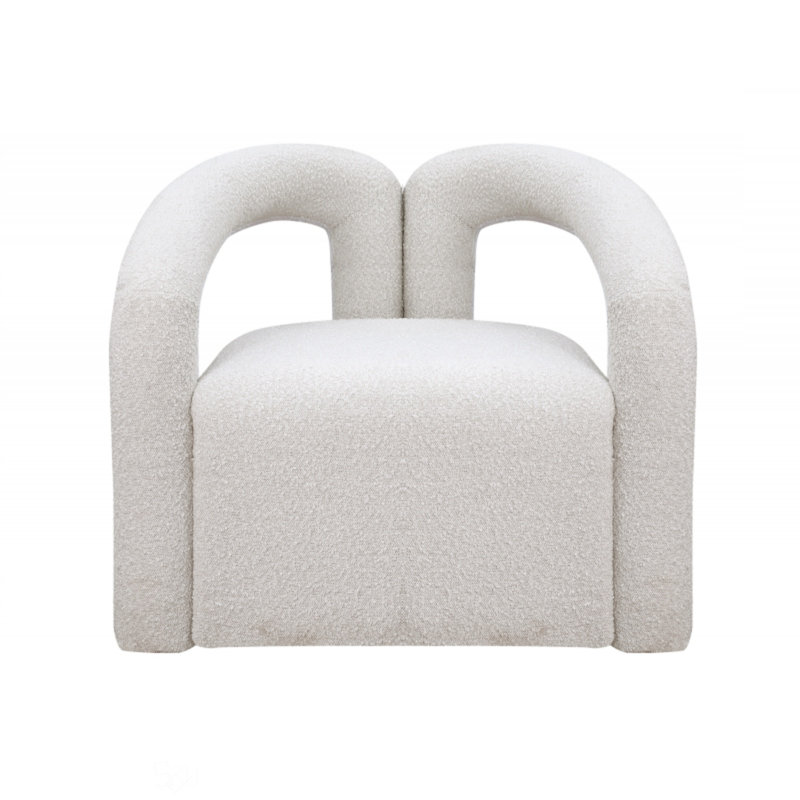Fauteuil demi-tonneau Kierson, Crème Boucle