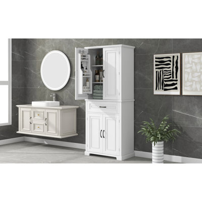 Armoire de rangement spacieuse en MDF blanc, style moderne pour la maison