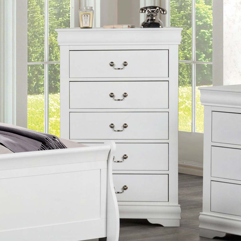 Commode 5 tiroirs, Blanc