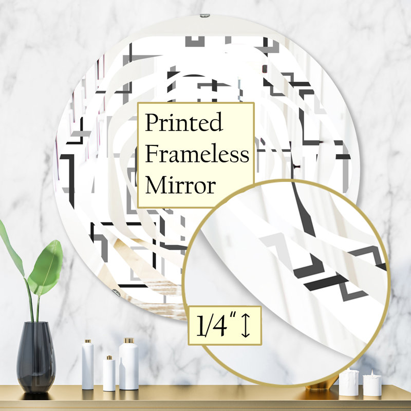 Miroir mural moderne sans cadre whirl abstract design ii, 23,6 po x 23,6 po
