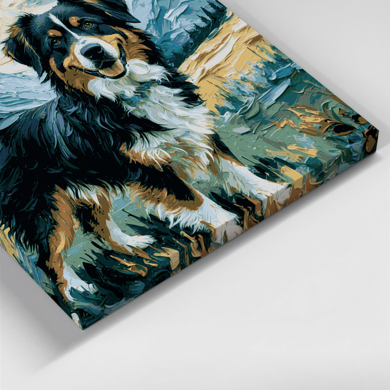 «Dogs Entlebucher Mountain Dog», art mural sur toile verte, H 20 po x l 30 po