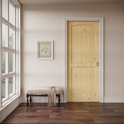 Interior 2-Panelled Sliding Pocket Door Pine Solid Wood Pantry Door With Privacy Pocket Lock