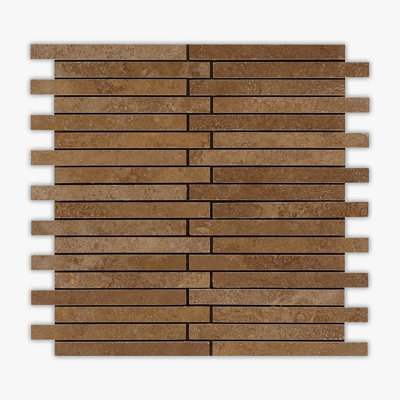 Noce Honed 5/8x6 Offset Travertine Mosaic