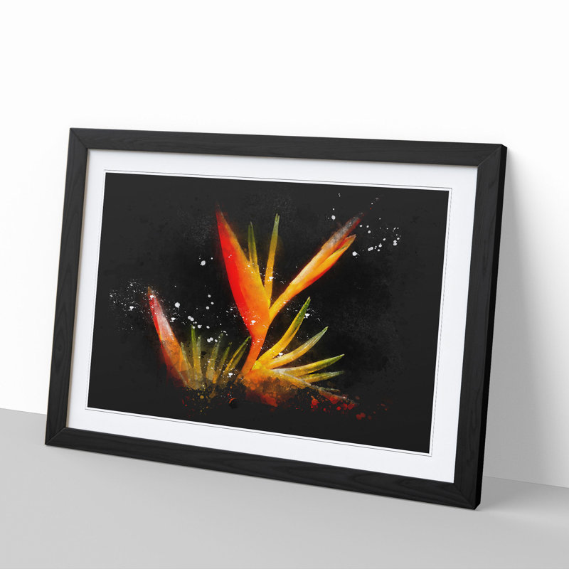Bird of Paradise Flower - Framed Print, 65cm H x 90cm W x 2cm D, Black