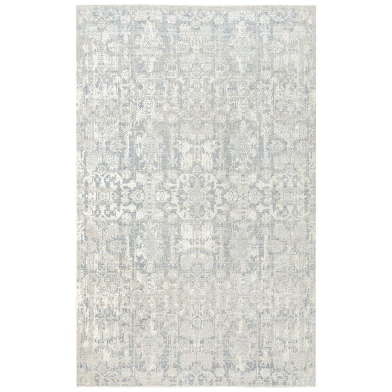 Tapis gris en laine Damask, Rectangle 8 pi x 10 pi