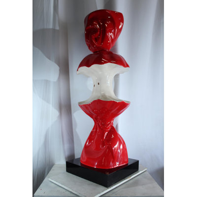 NIFAO Giant Candy Apple Sculpture Red and White Pop Art Resin Statue 20"x20"x61"H