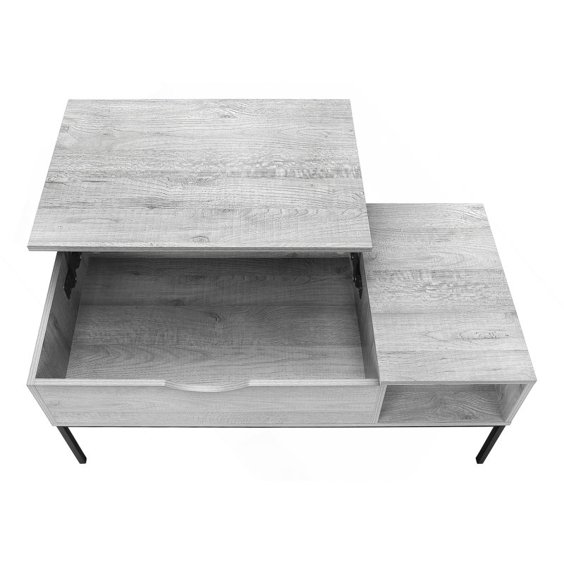 Table basse, L 42 po, rectangulaire, cocktail, plateau relevable, gris, métal, contemporain, moderne, Gris