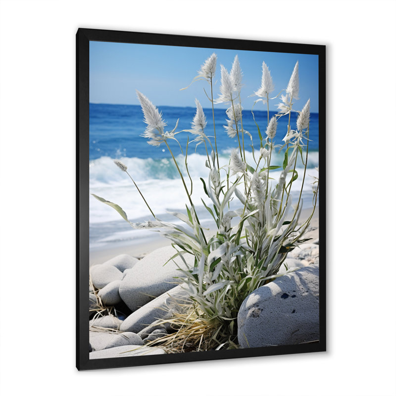 «Beach Seaside Flora II», reproduction sur toile, Cadre simple noir, H 20 po x l 12 po x P 1 po