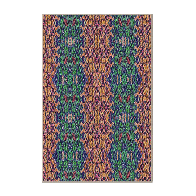 Tapis rouge/vert à motifs, Rectangle 8 pi x 10 pi