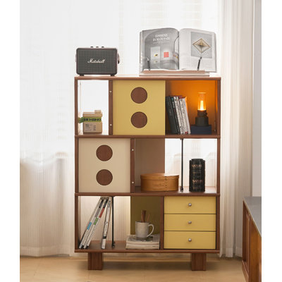 Nordic Holly Wood Sideboard With Sliding Doors For Storage And Bookshelf