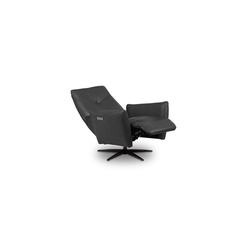 Luxor Genuine Leather Swivel Electric Recliner, Black