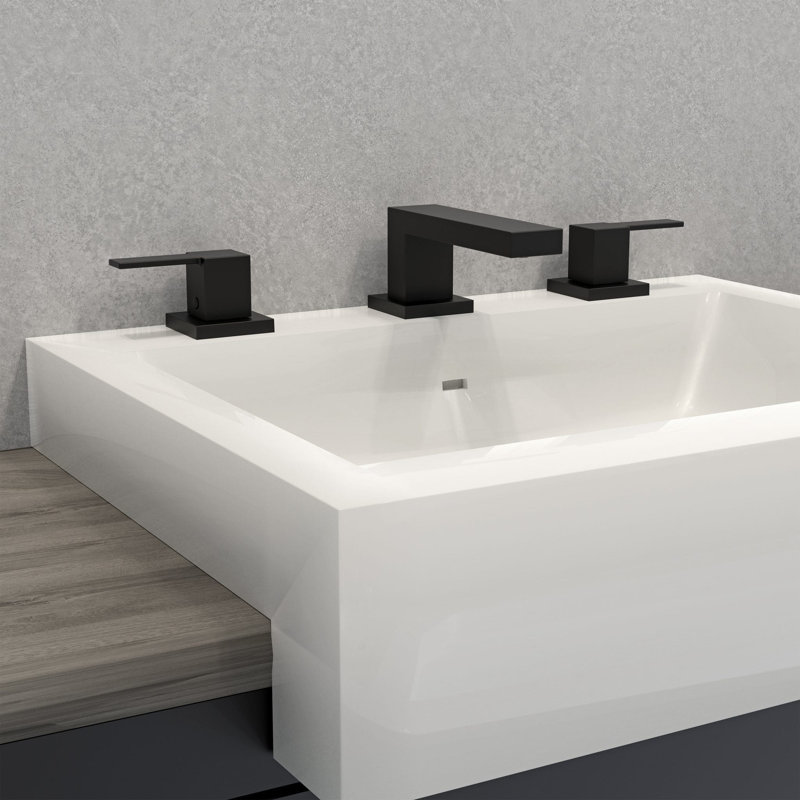 Robinet pour salle de bain à poignée large avec drain Quadrato, Noir mat