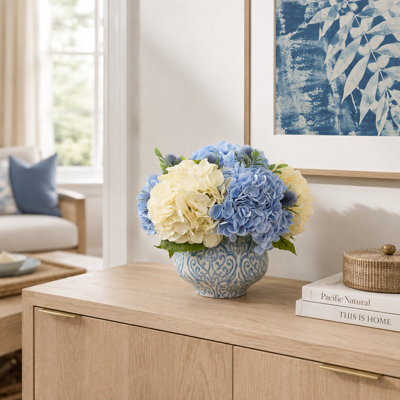Hydrangea Centerpiece in Decorative Vase
