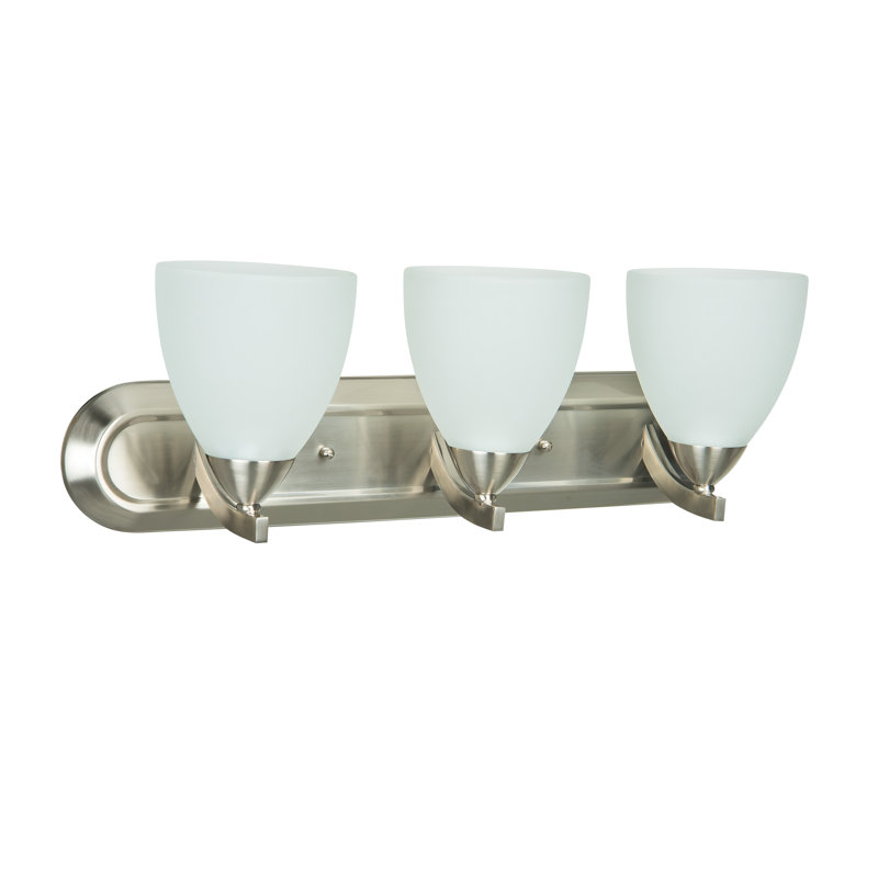 Éclairage pour meuble-lavabo 3 lumières Alvah, Blanc givré, Nickel satiné
