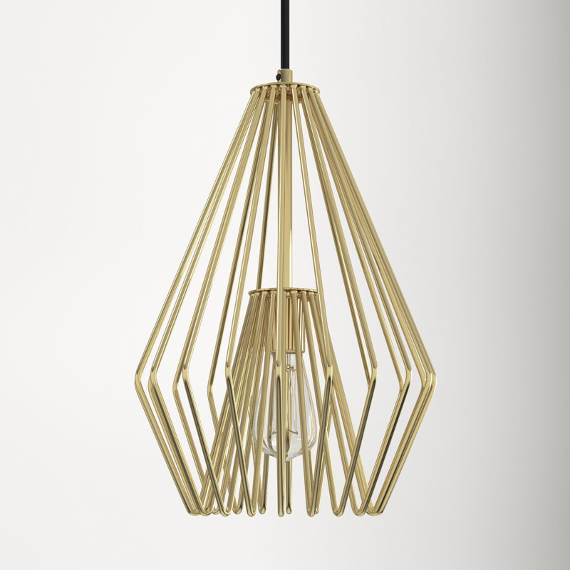 Frankie 1 - Light Unique/Statement Pendant, 18.5" H x 12.25" W x 12.25" D, Metallic Gold