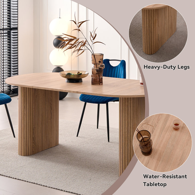 Oval Dining Table, Brown Wood