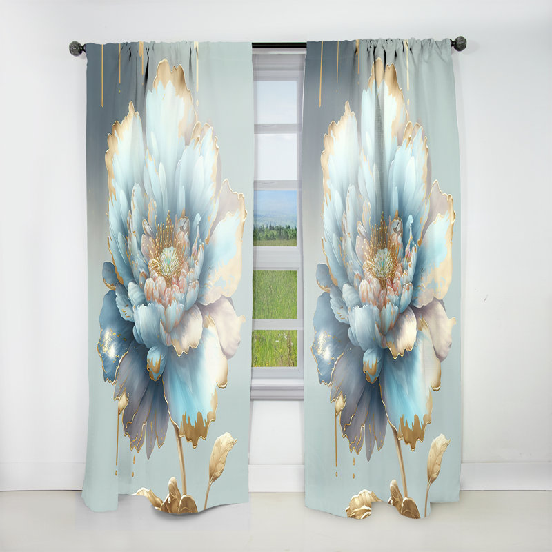 Rideau en velours floral chic 1, L 52 po x L 63 po