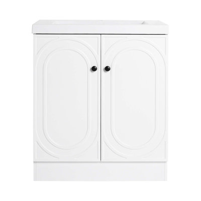 Lavabo de salle de bain autoportant en résine 30 po et 2 portes d'armoire à fermeture douce, tablette réglable