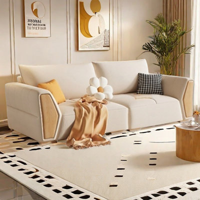 Log cream style cloth sofa modern simple