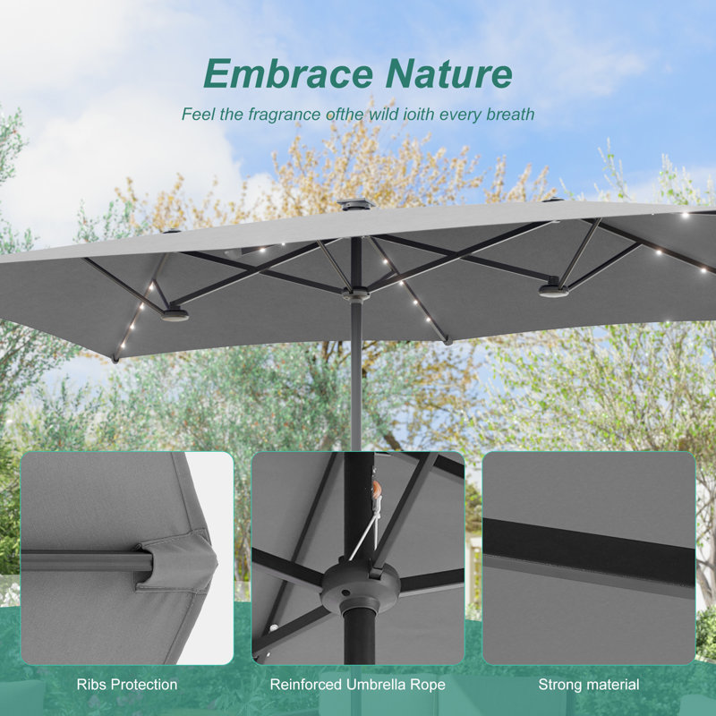 Parasol d'extérieur à DEL 11x7Ft, Gris
