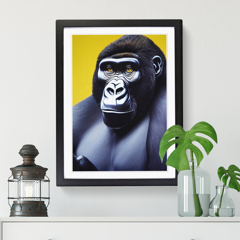 Gorilla Profile - Picture Frame Print, 64cm H x 46cm W x 2cm D, Oak