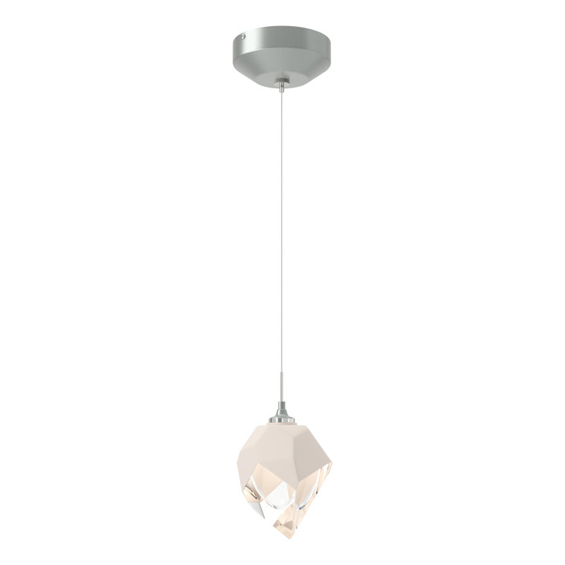 Luminaire suspendu géométrique à 1 lumière Chrysalis, Blanc, Platine rétro