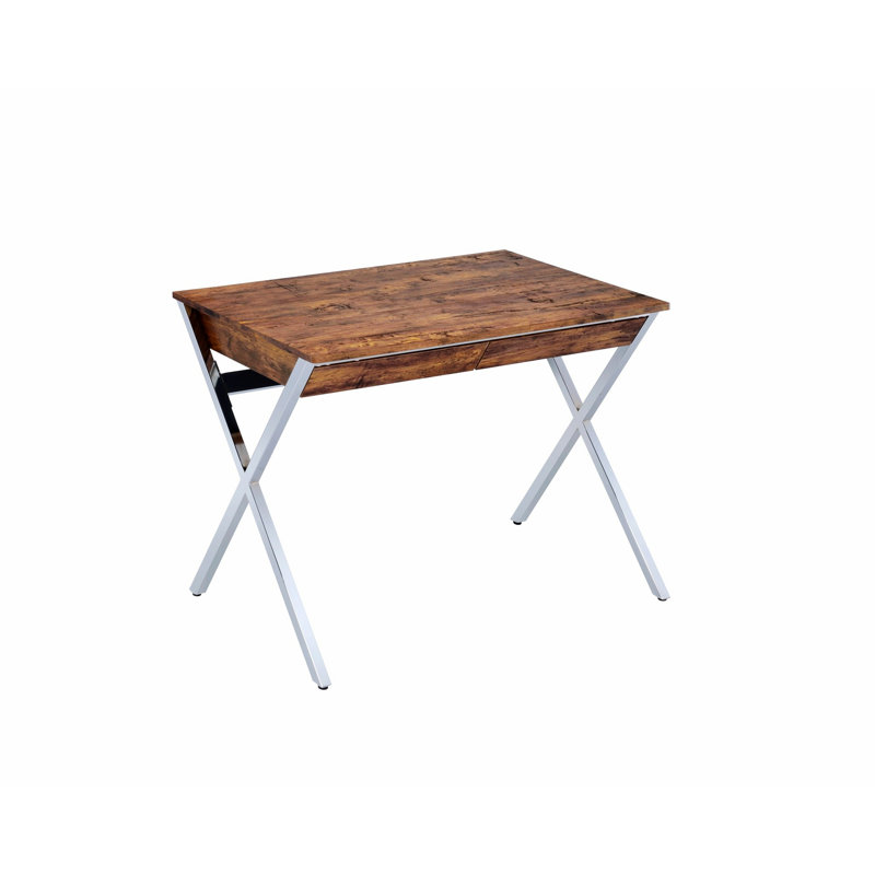 Metal Frame Writing Desk With Two Storage Drawers