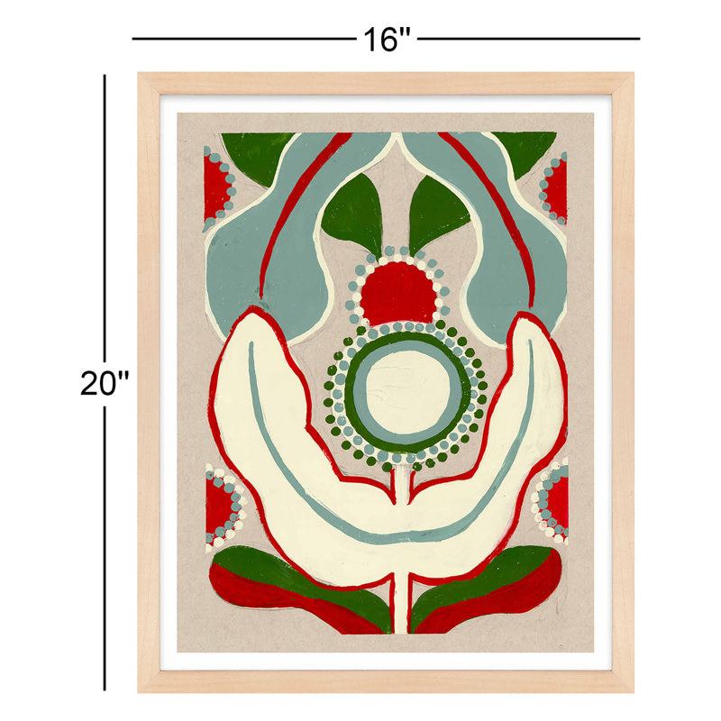 Gallie Magical Poppy 1, H 20 po x l 16 po x P 1,25 po, Papier avec cadre érable