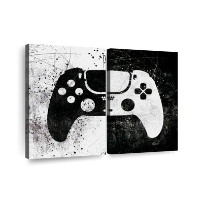 Ensemble de 2 manettes de jeu grunge sur toile