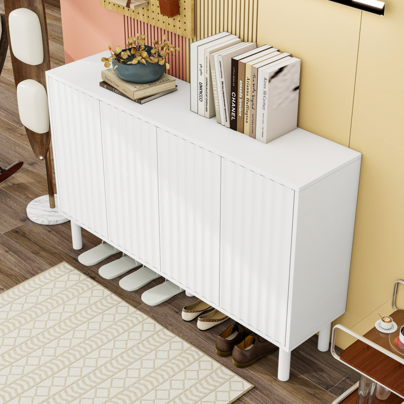 Range-chaussures avec tablettes réglables, Blanc
