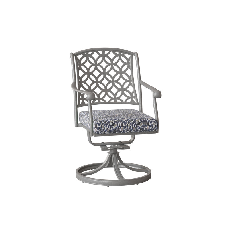 Casa Outdoor Dining Armchair, Chestnut Brown, Fairview Indigo Abstract Sunbrella®