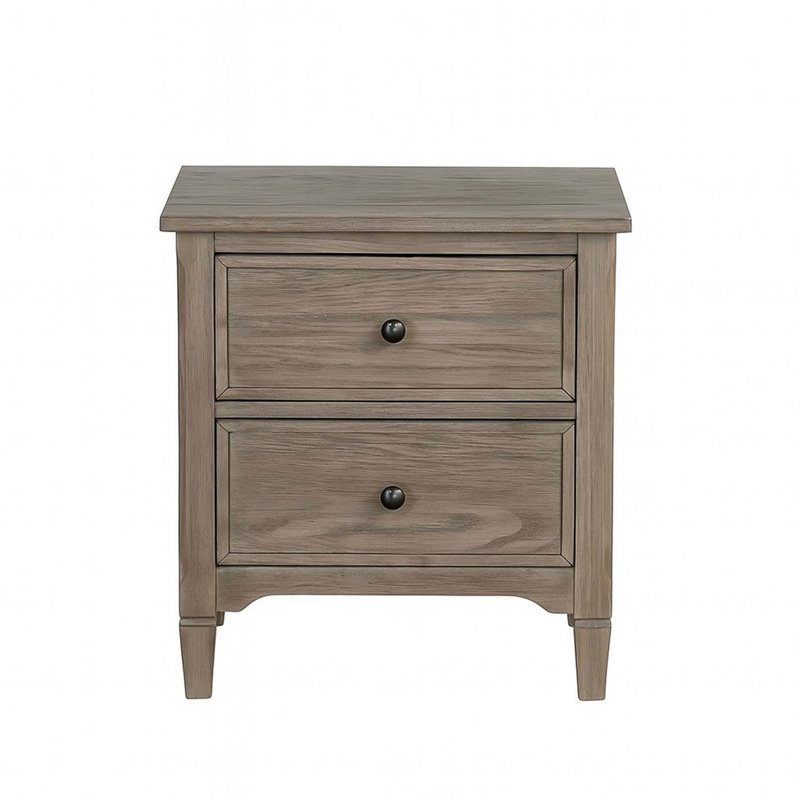 2-Drawer Nightstand With Round Pull Knobs