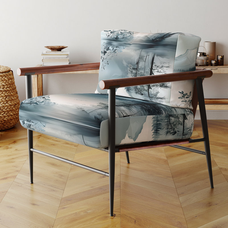 Chaise d'appoint River Forest - Fauteuil Quiet Mountain Lake Horizon, Brown Round Arms