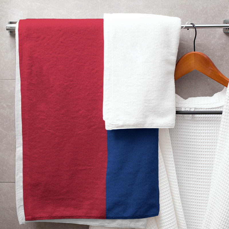 Bath Towel, Burgundy/Royal Blue/White