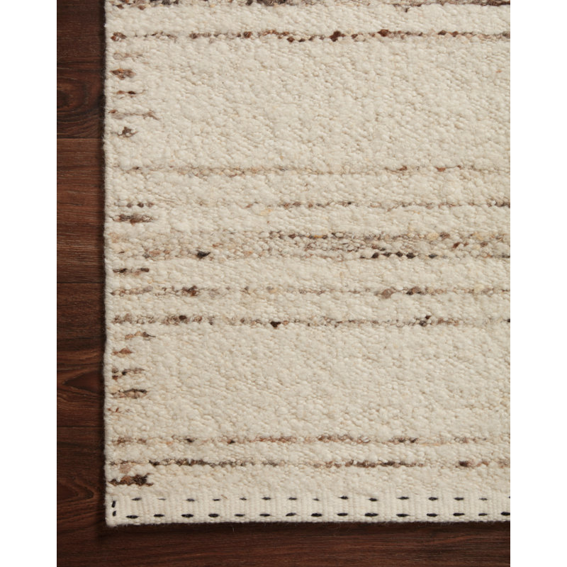 Tapis beige en laine tissé à la main Mingo, Rectangle 8 pi 6 po x 11 pi 6 po