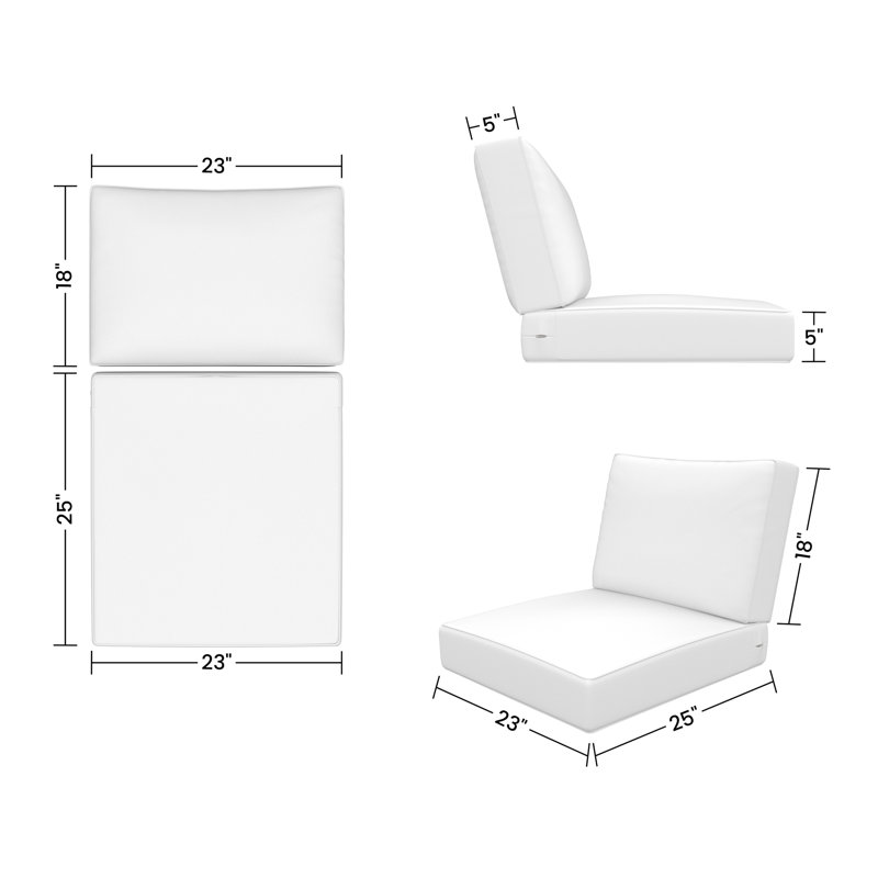 Sunbrella® Indoor Outdoor Deep Seating Lounge Chair Cushion Set, 23" W x 25" D, Sunbrella® Cast Silver