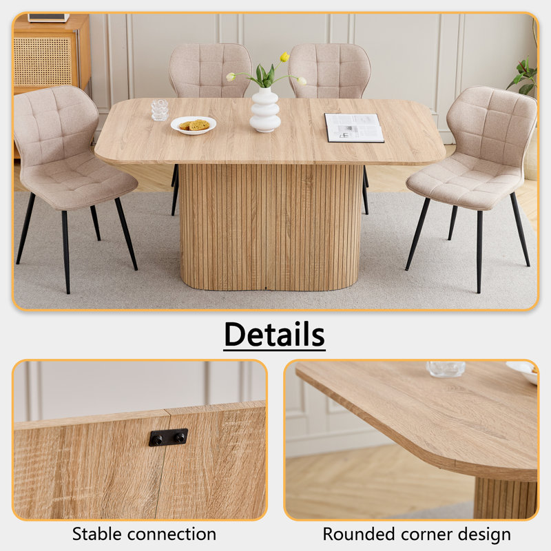 Nordic Style Wooden Dining Table - Rectangular Dining Table - For 4-6 People , Natural