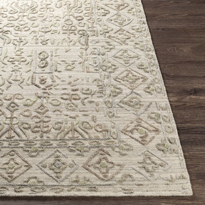 Tapis ivoire fabriqué à la main, Rectangle 6 pi x 9 pi