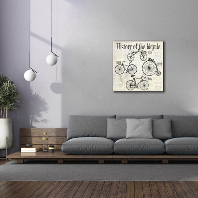  «Histoire de la bicyclette-a» par Jean Plout, art mural sur toile, 37 po x 37 po