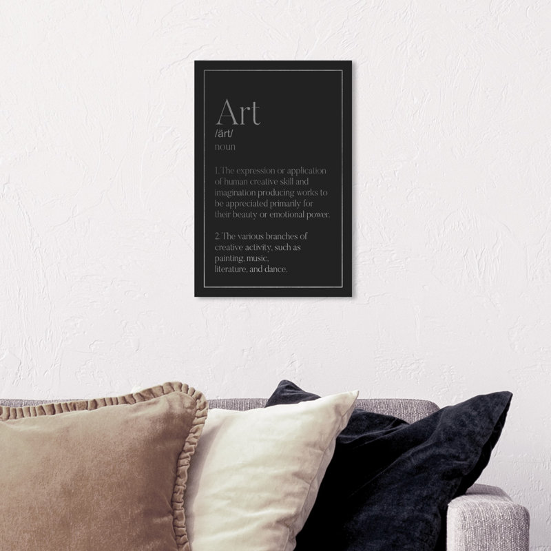 « art typography silver », art textuel sur toile, H 15 po x l 10 po x P 1,5 po