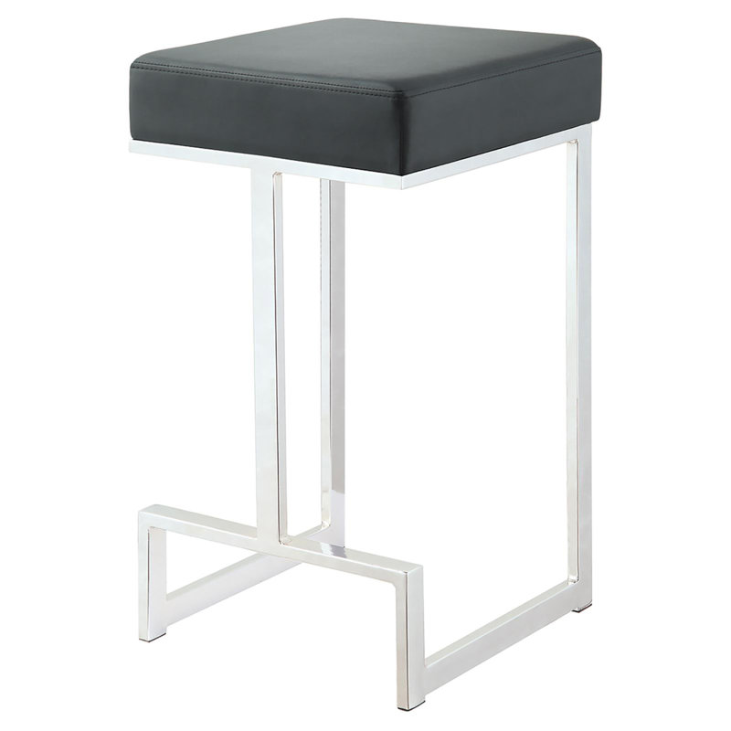 Modern Bar Stool Stylish Upholstered Counter Height Stool For Modern Kitchen And Living Area, Black