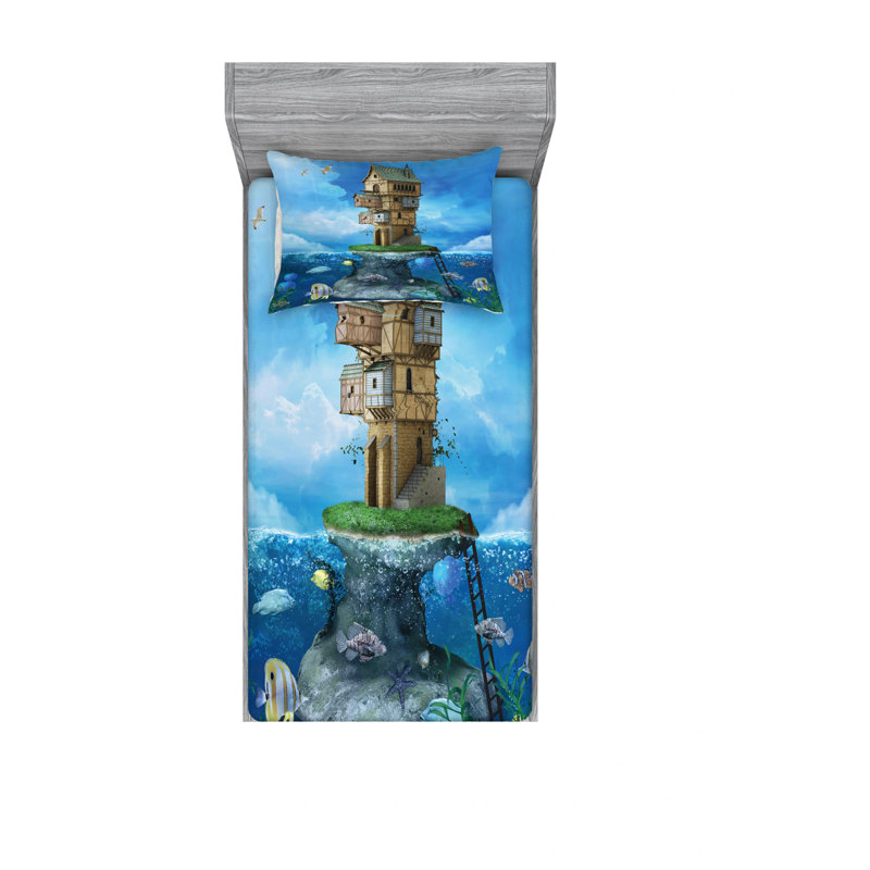Ensemble de draps Fantasy Fisherman House, Ensemble de draps pour lit simple TG avec drap-hou