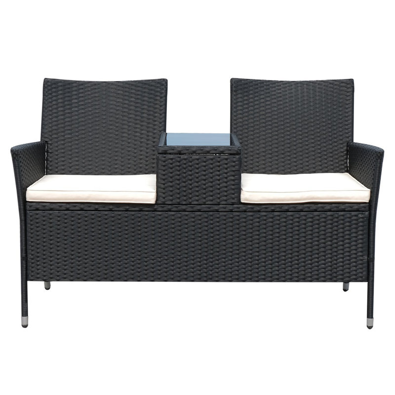 Yatendra Rattan Love Seat, Black