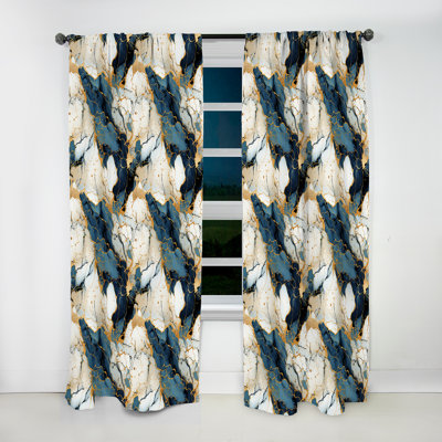 Gilded Gold And Teal Luxe Marble Opulence - Glam Curtain - Velvet Room Darkening - 1 Panel
