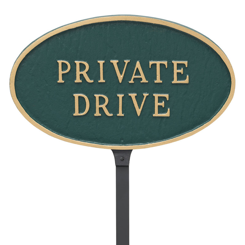 Enseigne de jardin en forme de voiture privée bodiford, Vert forêt / doré, H 8,5 po x l 13 po x P 0,25 po