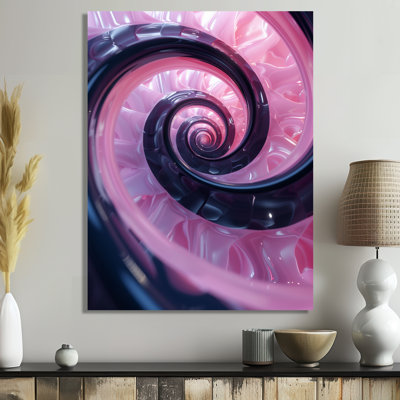 Reproduction d'art mural en spirale rose et noir - Spirales abstraites