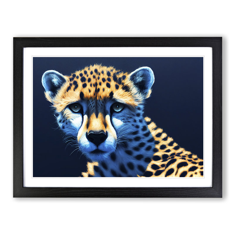 Enchanting Cheetah - Single Picture Frame Painting, 46cm H x 64cm W x 2cm D, Black 