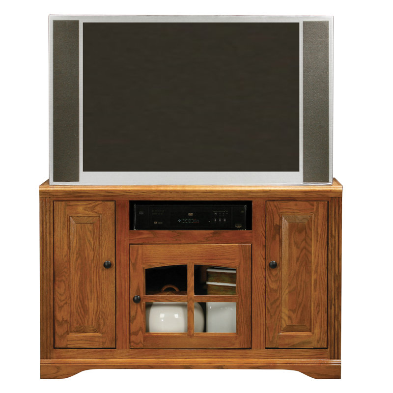 Meuble télé en bois massif pour téléviseur de 50 po ou moins Rafeef, Chêne moyen
